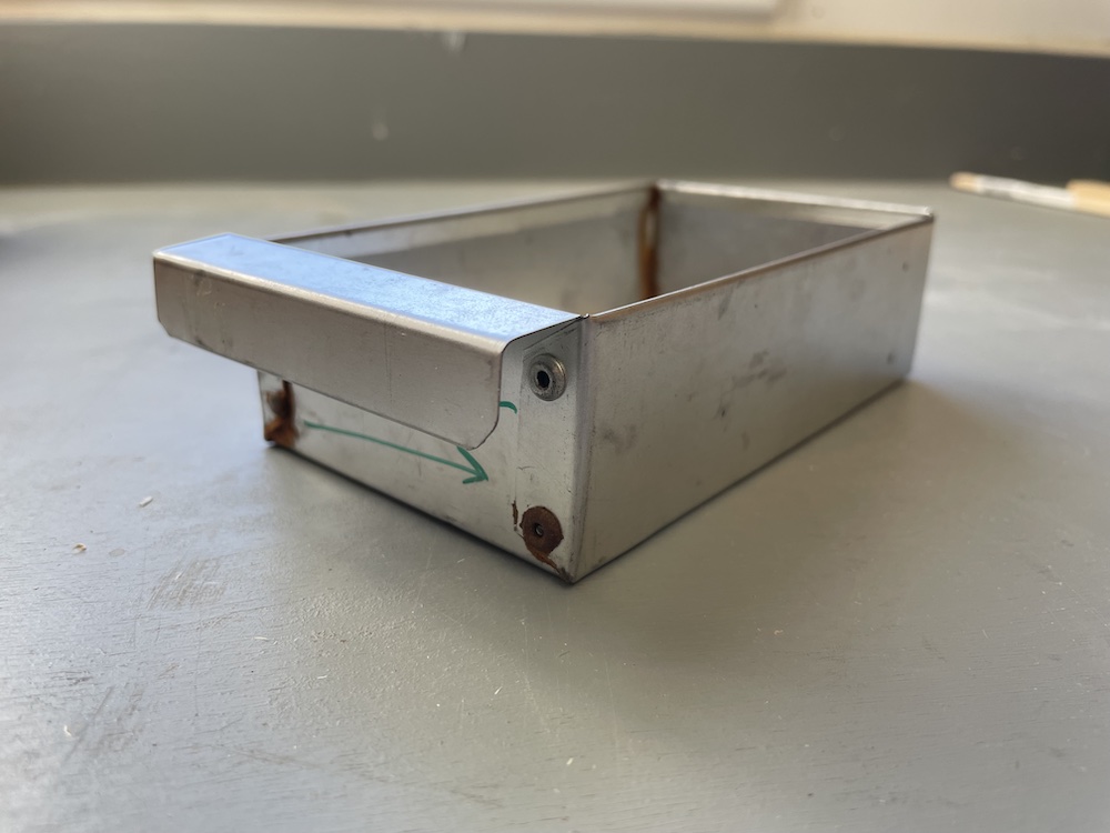 early projects: metal drawer front view